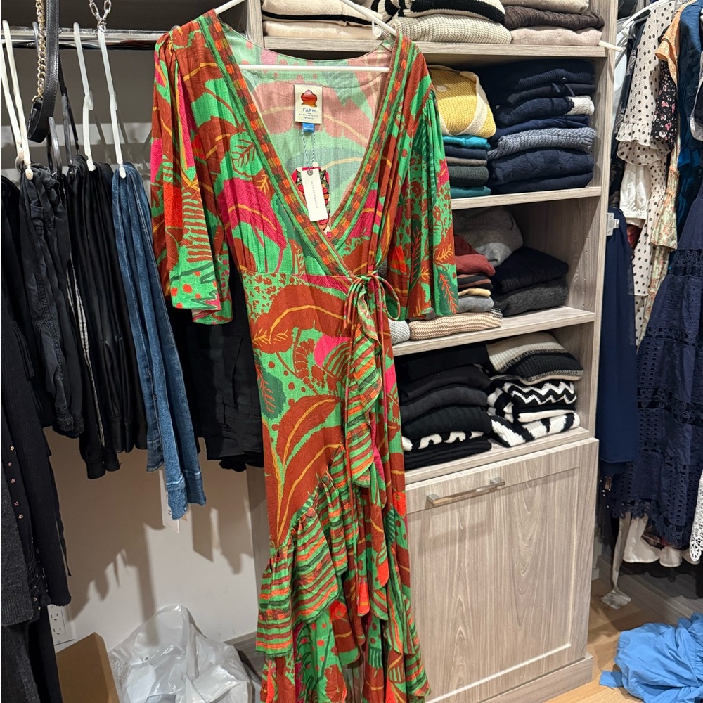 FARM Rio Colorful High Low Wrap Dress size XS